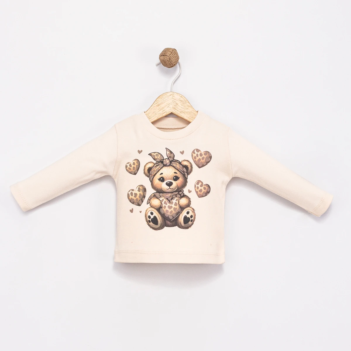 LEOPAR DESENLİ PAMUKLU 3 LÜ KIZ BEBE TAKIM 6124