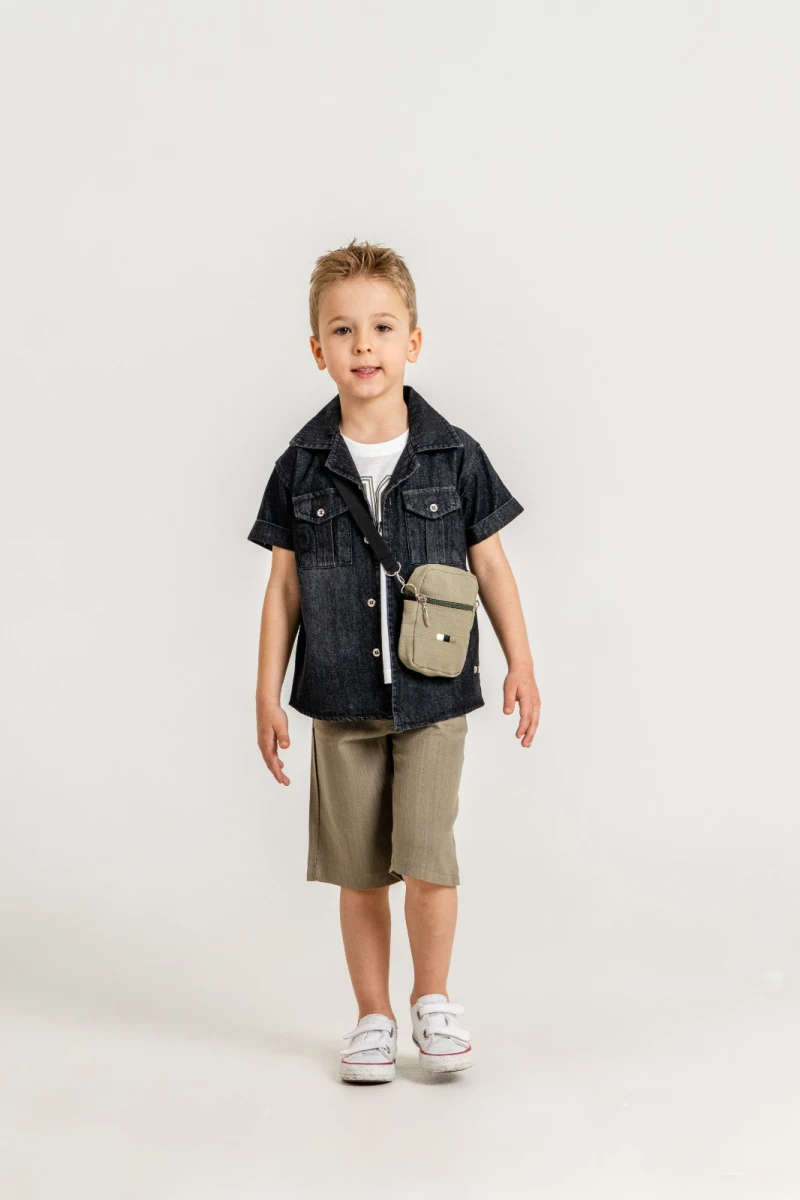 16 BASKILI KOT GÖMLEKLİ ERKEK ÇOCUK 3 LÜ TAKIM 3883