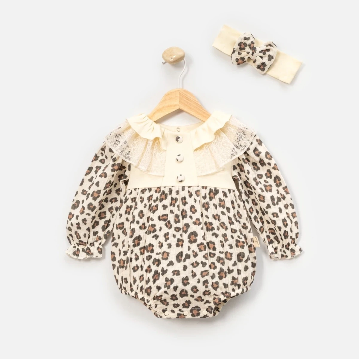 LEOPAR TEMALI KIZ BEBE MÜSLİN ROMPER 1150