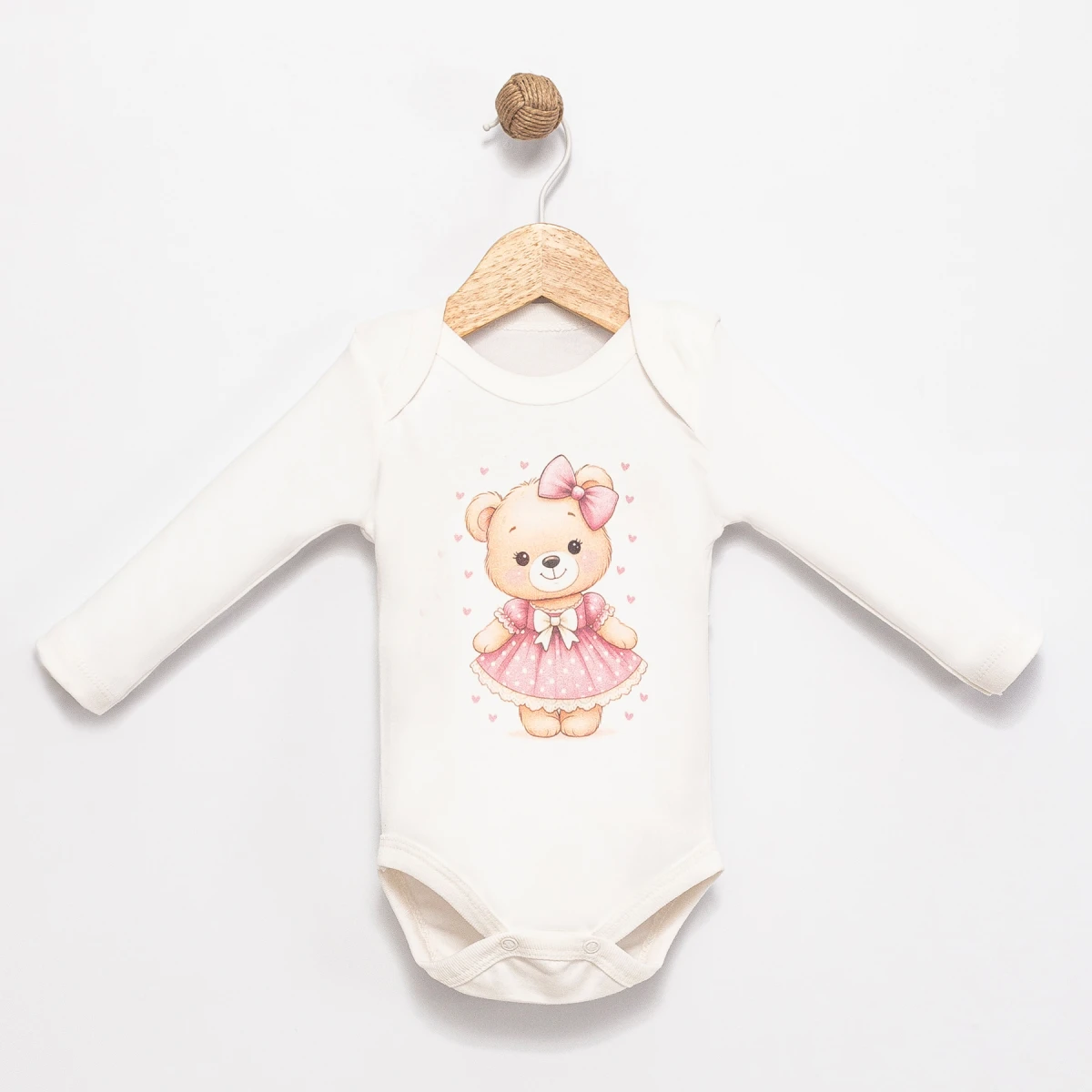 KALPLİ ÇİÇEK MOTİFLİ PAMUKLU 3 LÜ BEBE TAKIM 6100