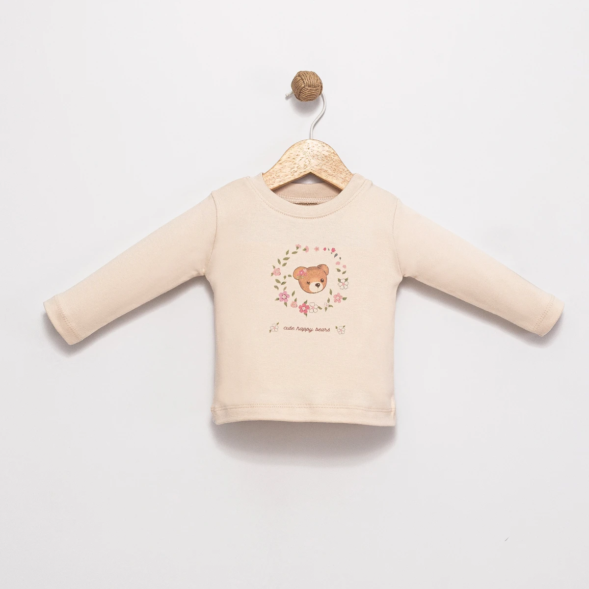 ÇİÇEK VE AYICIK DESENLİ 3 LÜ KIZ BEBE TAKIM 6087