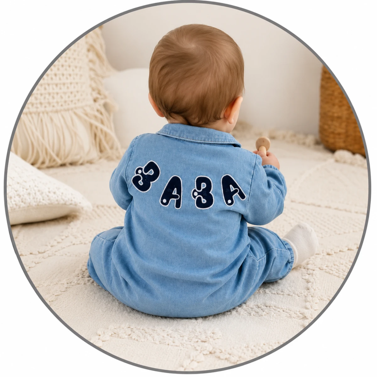 CEPLİ BABA BASKILI DENİM ERKEK BEBE TULUM 8286