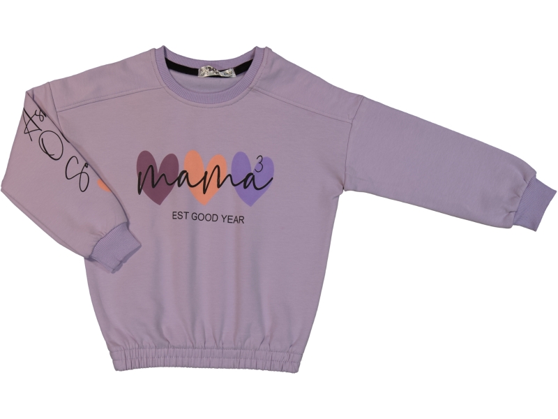 KALP BASKILI BELİ LASTİKLİ İÇİ ŞARDONLU SWEATSHİRT 