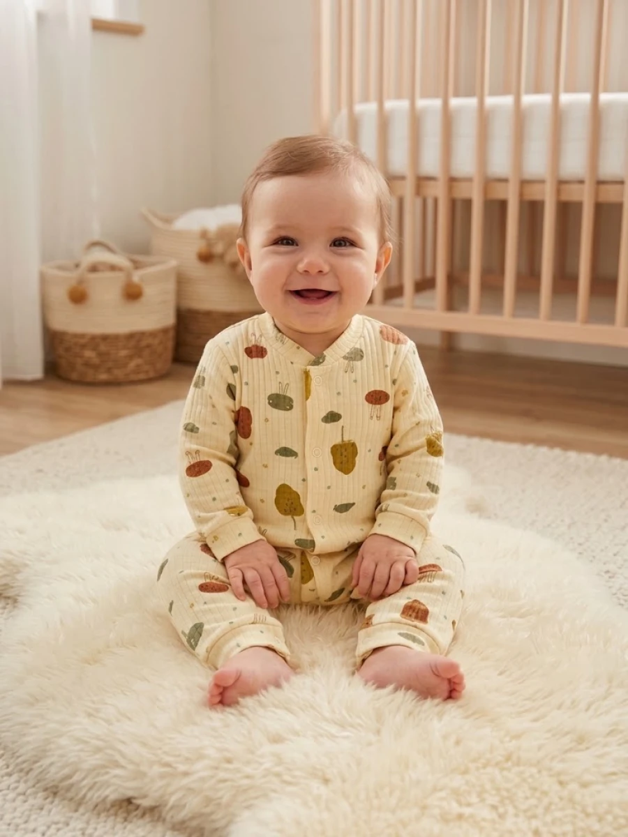 AĞAÇLI TAVŞANCIK MANŞETLİ PAMUKLU BEBE TULUM 100050