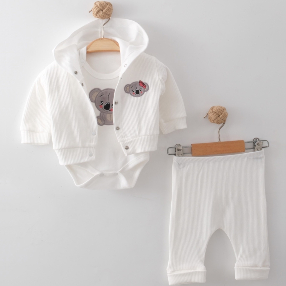 AKORT KOALA NAKIŞLI 3'LÜ KIZ BEBE TAKIM 1239