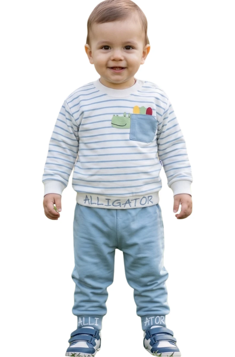 ALLIGATOR NAKIŞLI ERKEK BEBE TAKIM 26818