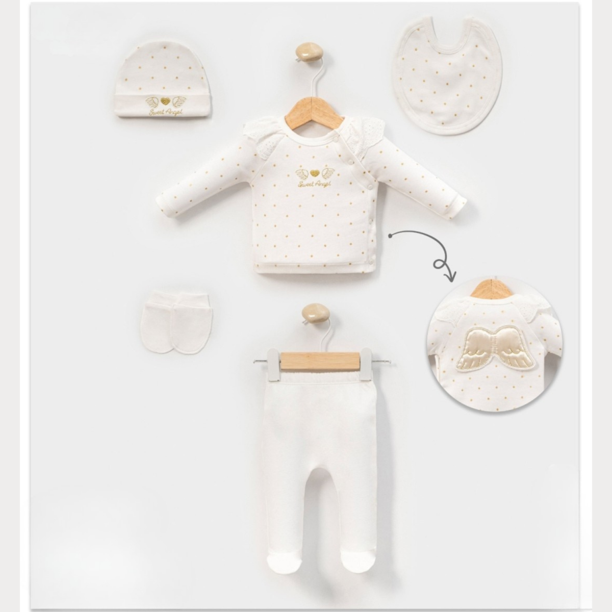 ANGEL NAKIŞLI KIZ 5 Lİ BEBE ZIBIN SET 2111