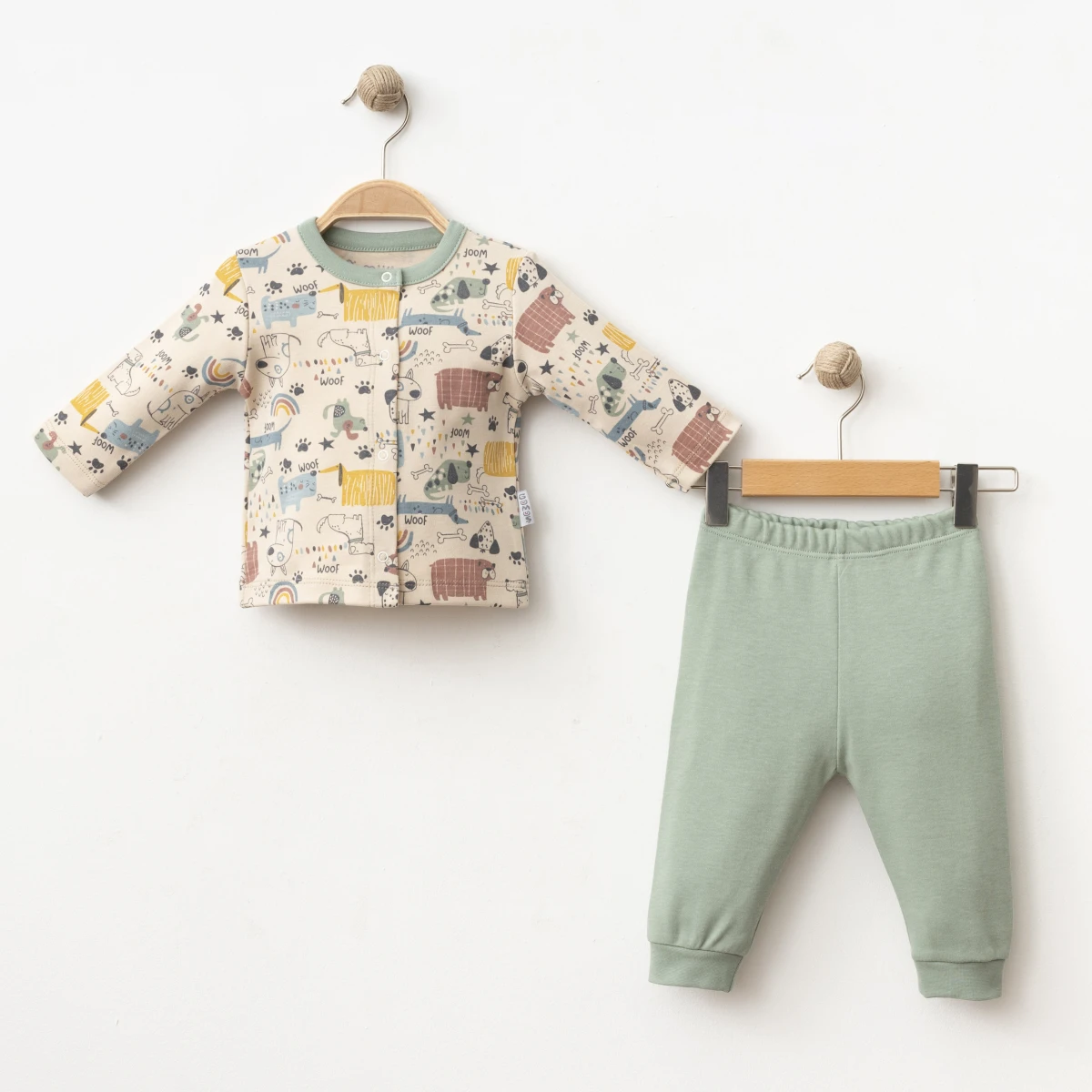 ANİMAL DESENLİ PAMUKLU 2 Lİ BEBE TAKIM A2155