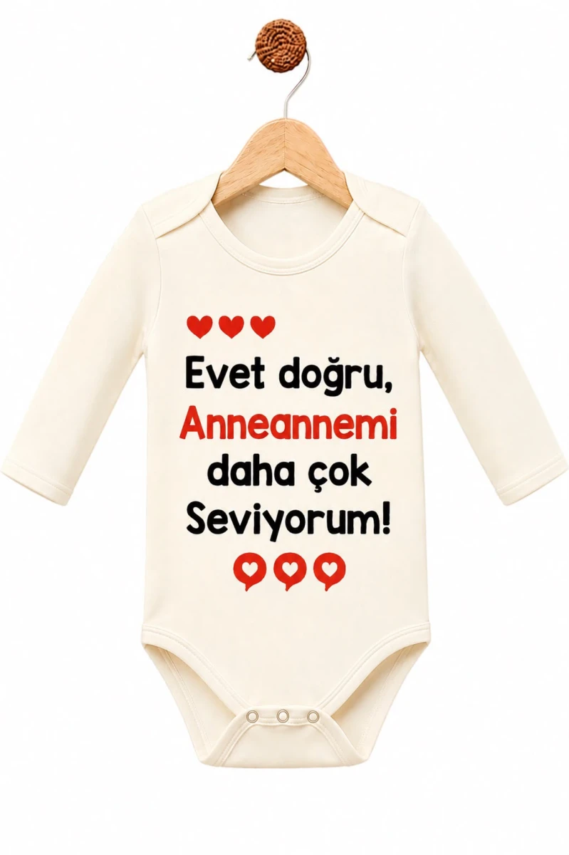 ANNEANNEMİ DAHA ÇOK SEVİYORUM BASKILI PAMUKLU BADİ 3263