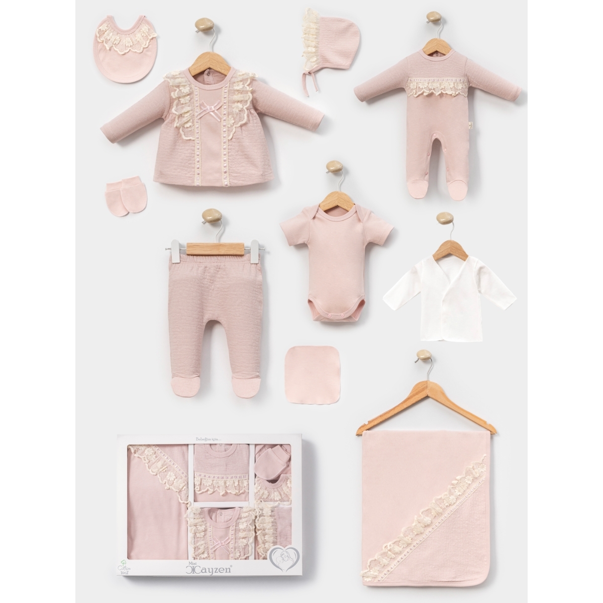 ARA DANTTELLİ KIZ BEBE 10 LU ZIBIN SET 3036