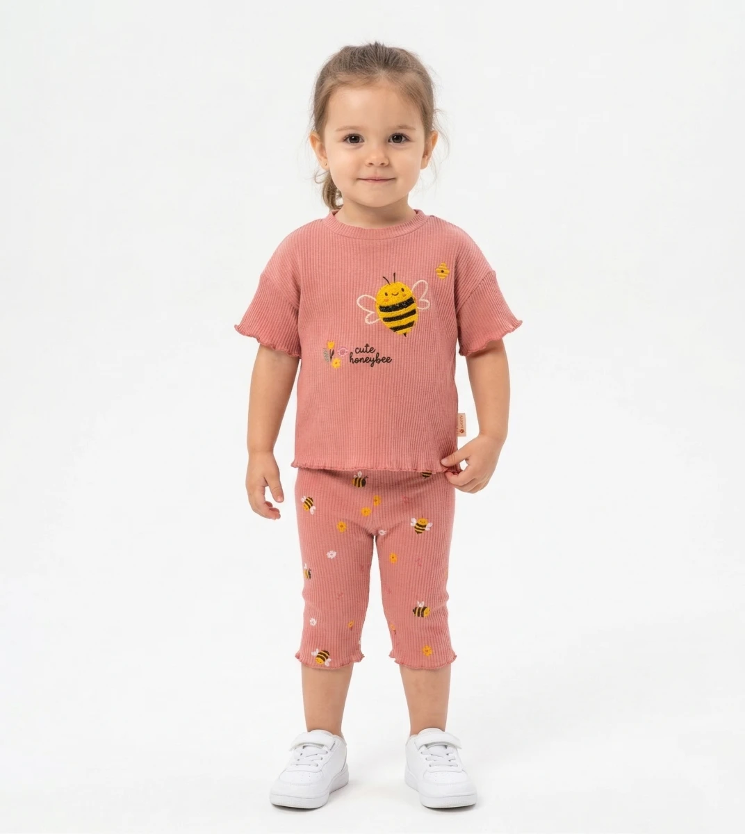 ARI NAKIŞLI İKİLİ KIZ BEBE TAKIM 3152