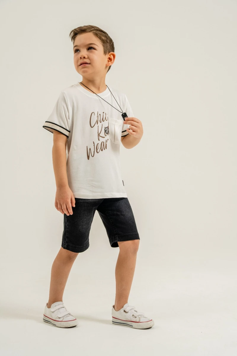 ARMA DETAYLI KOLYELİ ERKEK ÇOCUK YAZLIK 2 Lİ TAKIM 3896