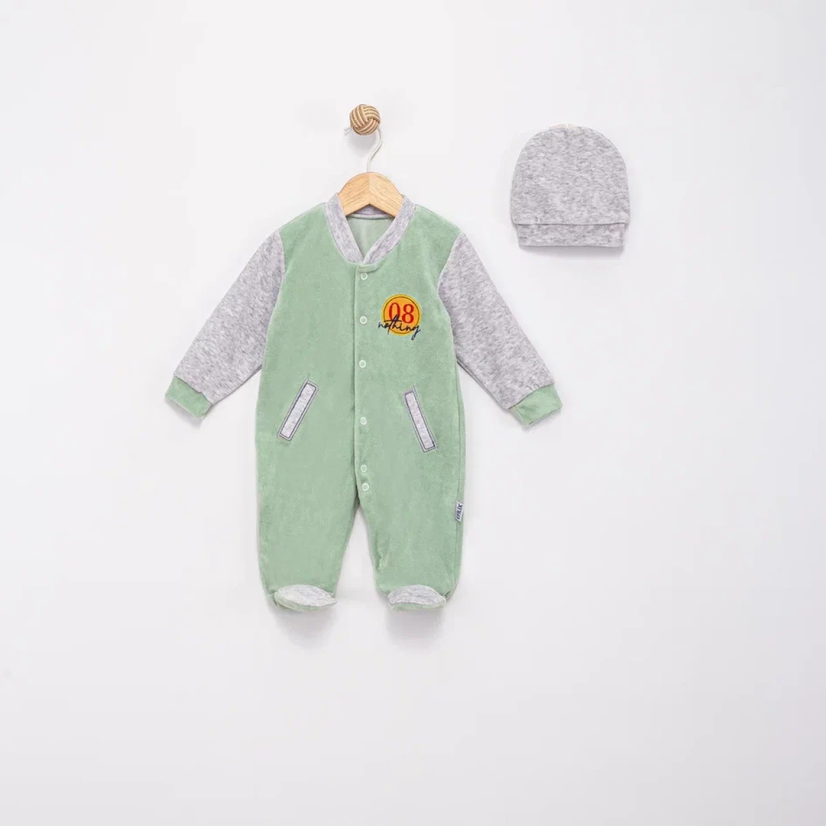ARMALI CEPLİ KADİFE BEBE TULUM 1513