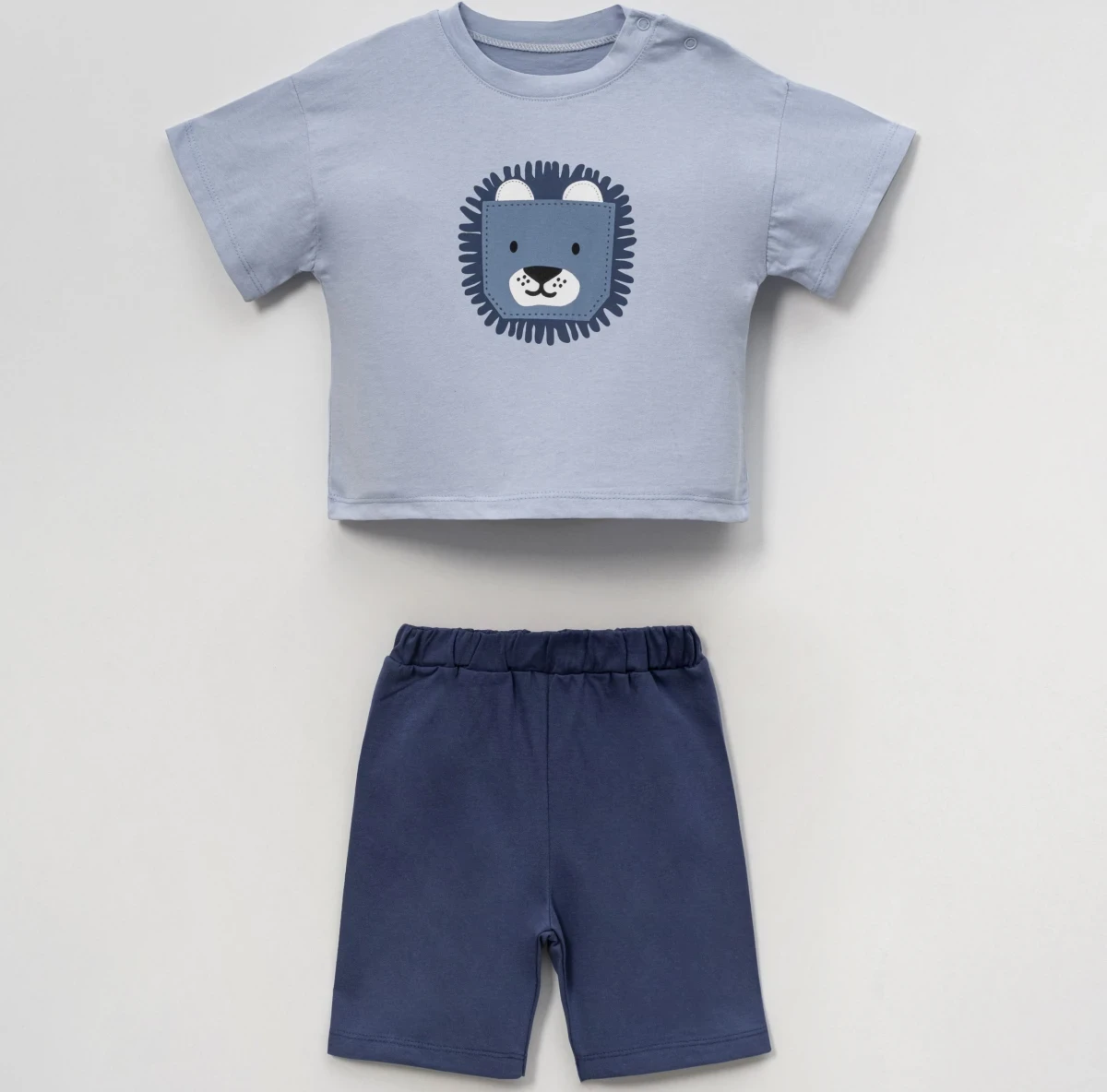 ASLAN BASKILI ERKEK BEBE İKİLİ TAKIM 3169