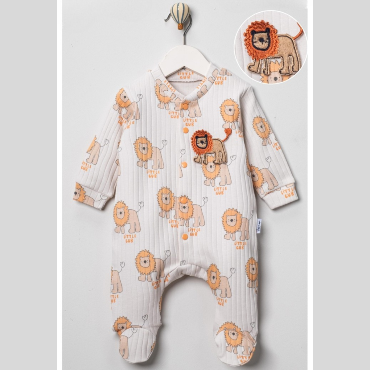 ASLAN BASKILI PATİKLİ PENYE BEBE TULUM 0276