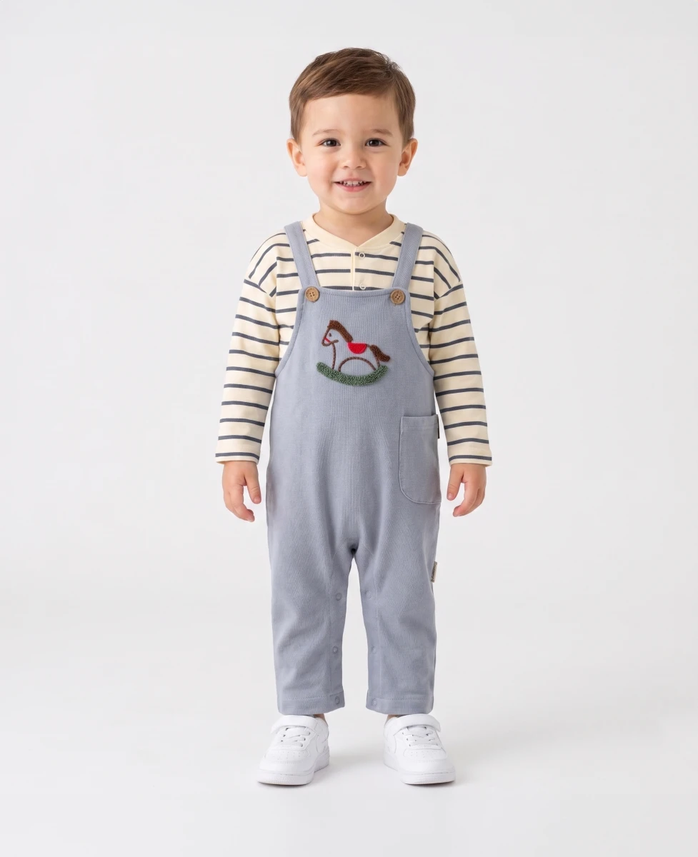 AT NAKIŞLI PAMUKLU 2 Lİ ERKEK BEBE SLOPET 3062