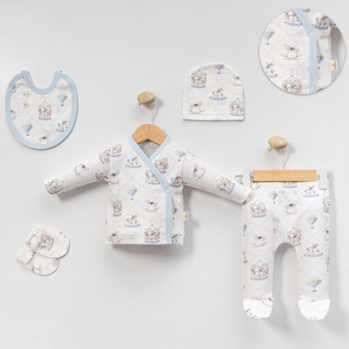 ATLI KARINCA BASKILI ERKEK 5 Lİ BEBE ZIBIN SET 2110