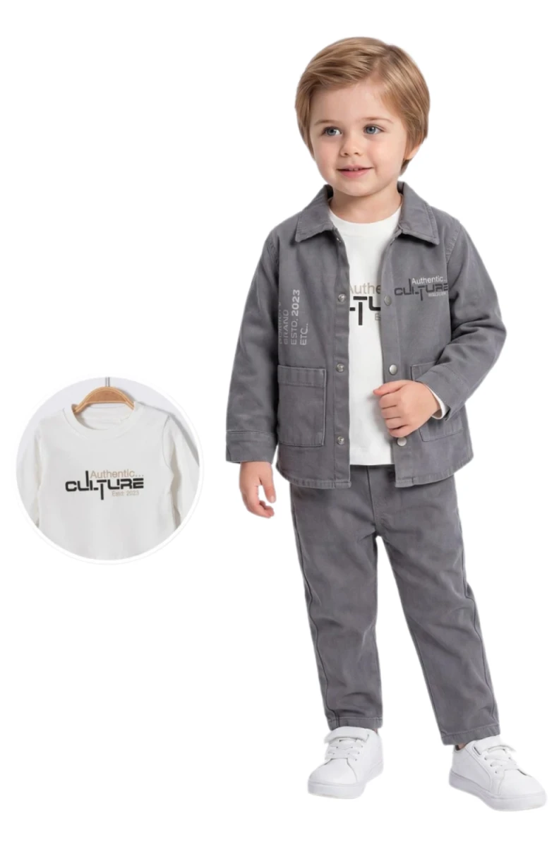 AUTHENTİC YAZILI ERKEK BEBE 3 LÜ TAKIM 1365