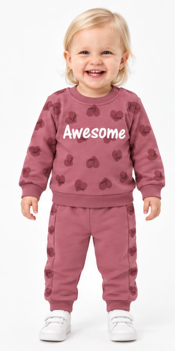 AWESOME BASKILI 3 İP KIZ BEBE TAKIM 26875