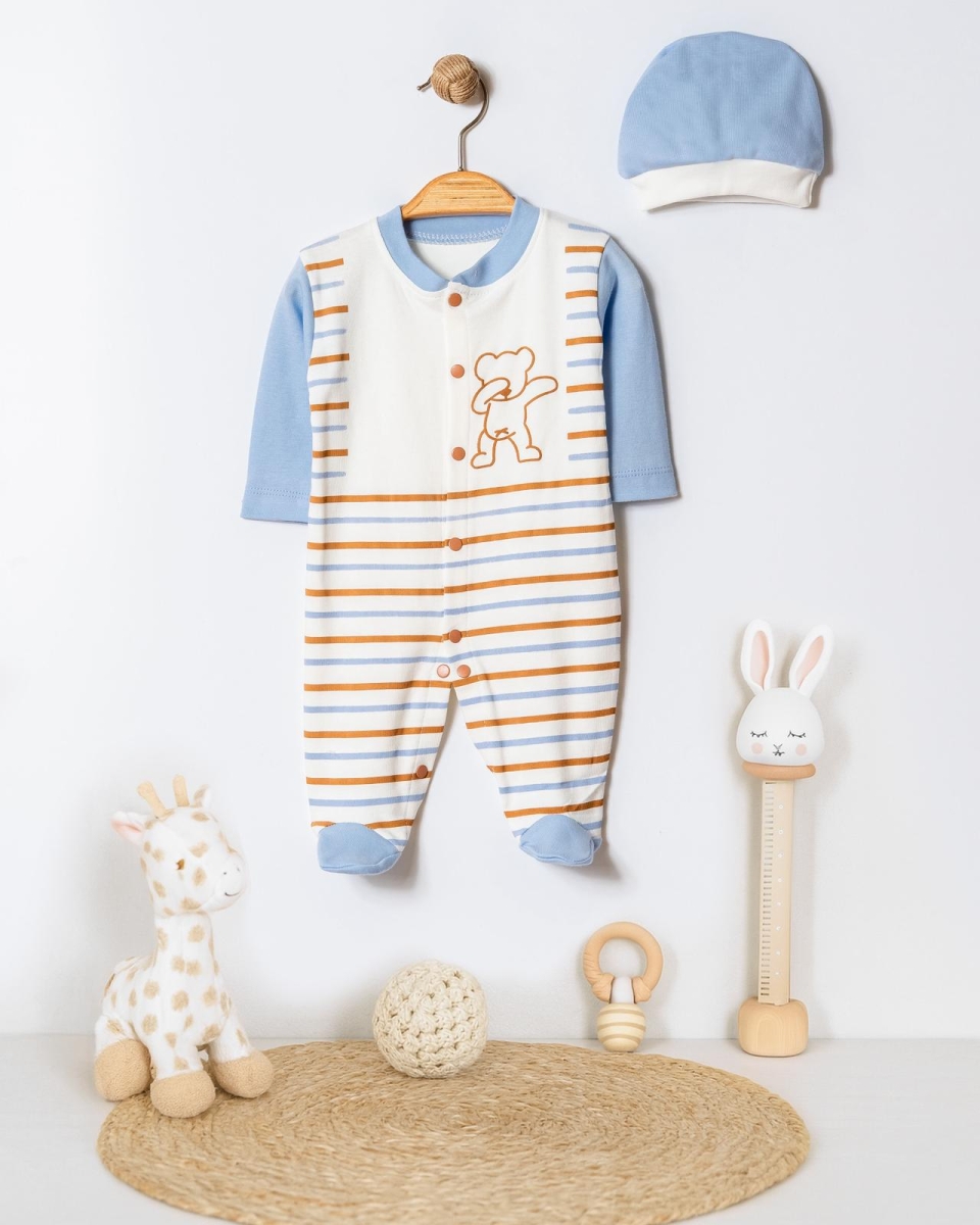 AYICIK BASKILI ÇİZGİLİ PENYE BEBE TULUM 117