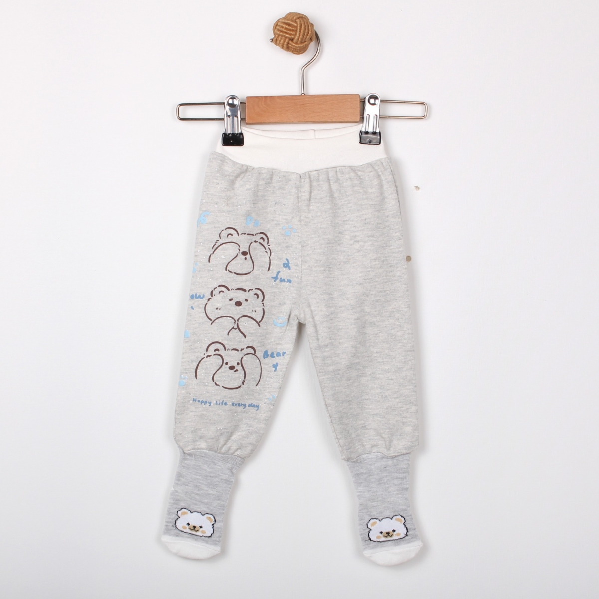 AYICIK BASKILI ÇORAPLI ERKEK BEBE TEK ALT 5365