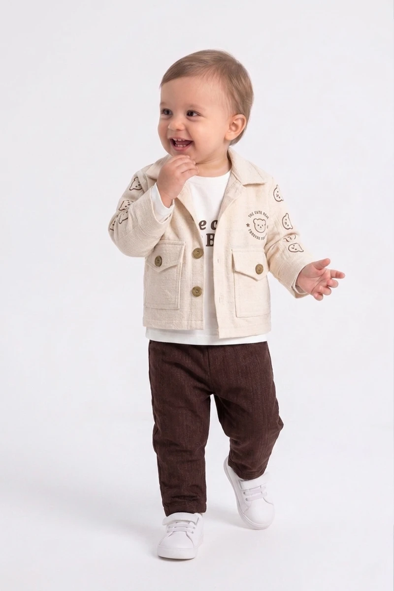  AYICIK CEKETLİ 3 LÜ ERKEK BEBE TAKIM 3907