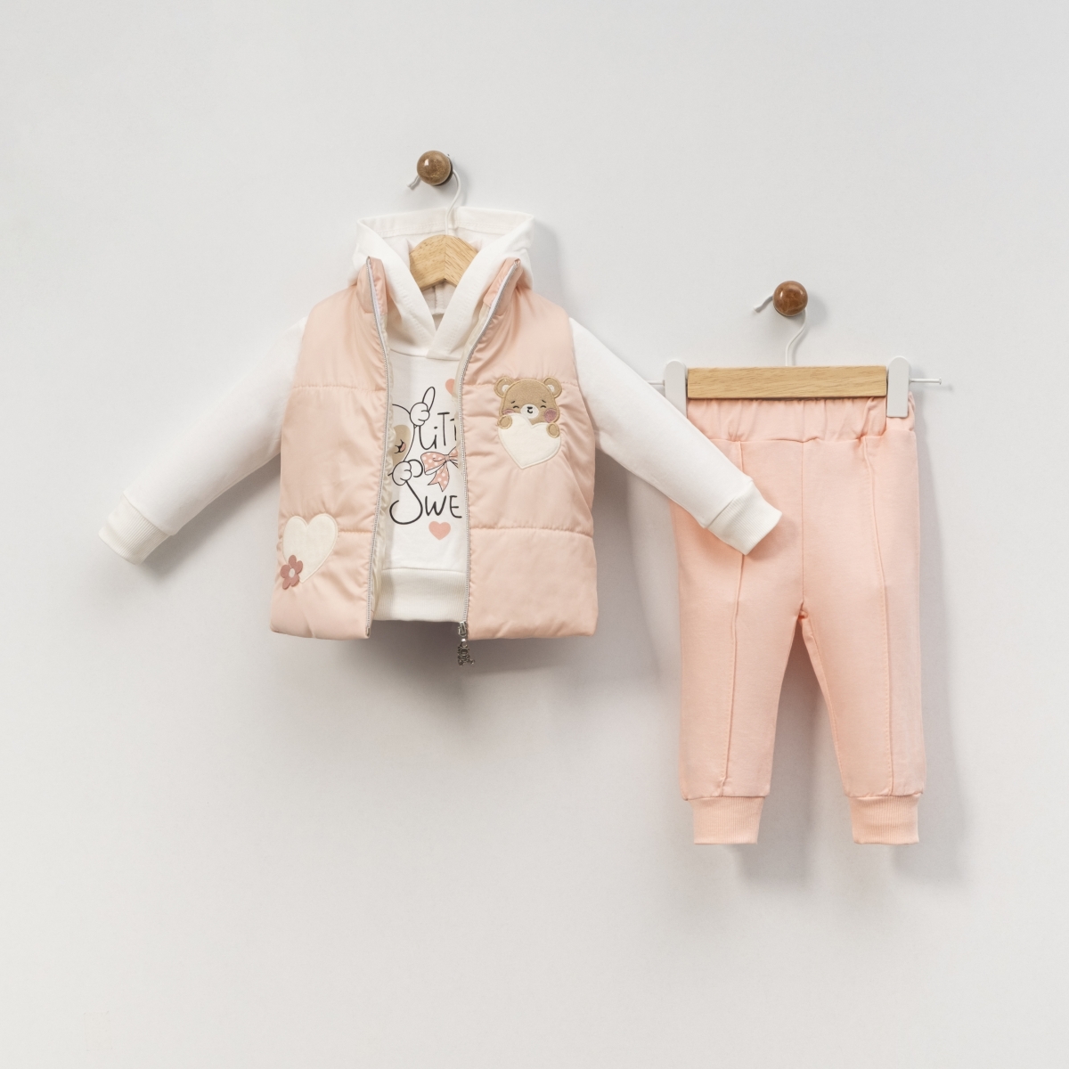AYICIK DESEN YELEKLİ 3 LÜ BEBE TAKIM 1188