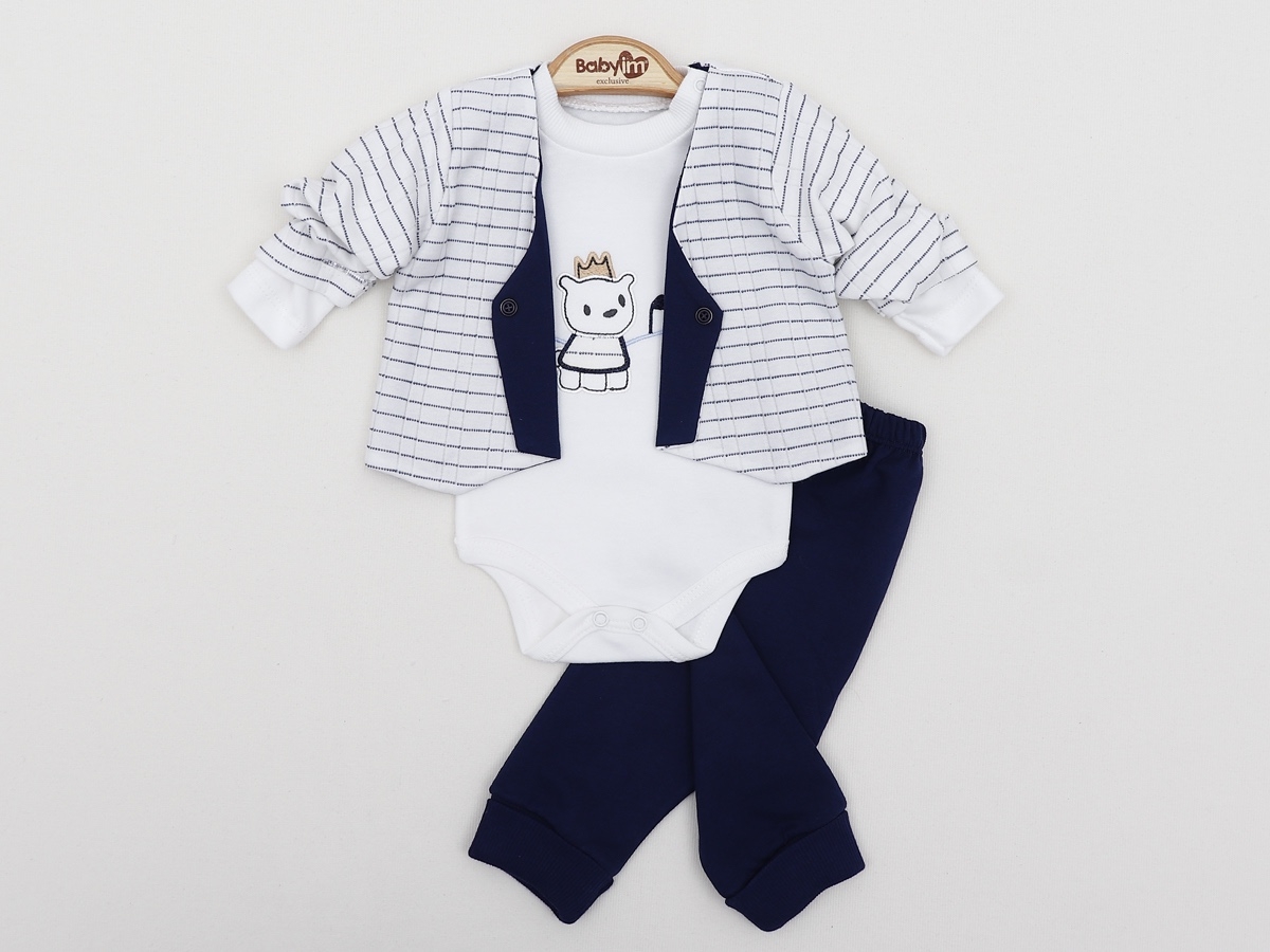 AYICIK DETAYLI CEKET 3 LÜ ERKEK BEBE TAKIM 2303