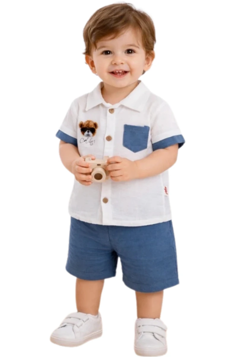 AYICIK NAKIŞLI ERKEK BEBE MÜSLİN TAKIM 939