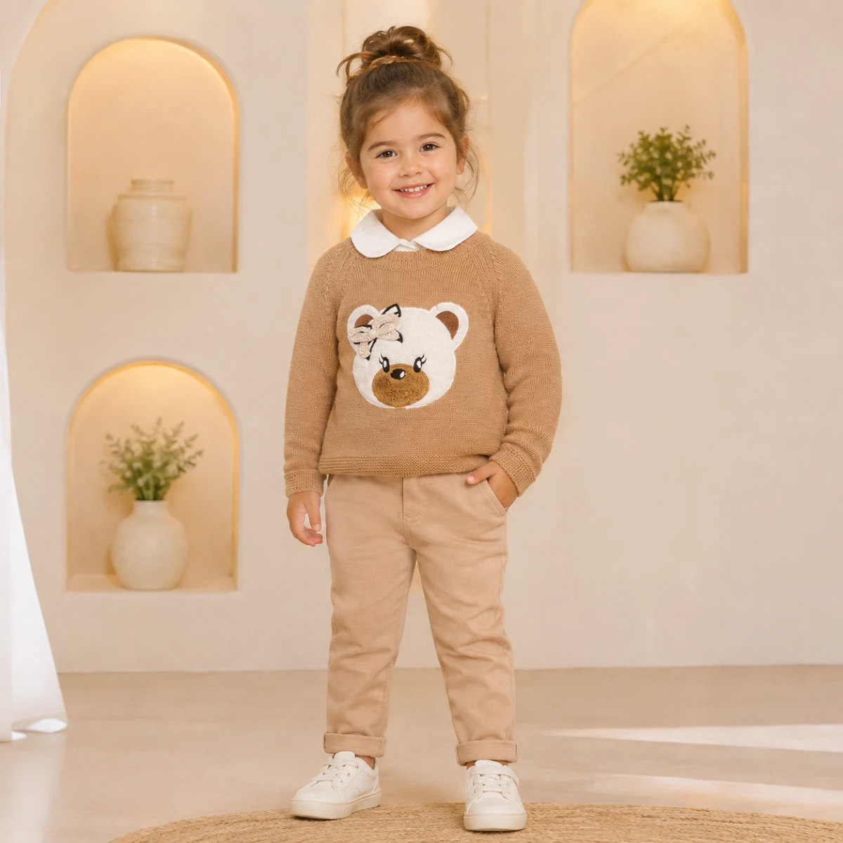 AYICIK NAKIŞLI TRİKO KIZ BEBE TAKIM 1853