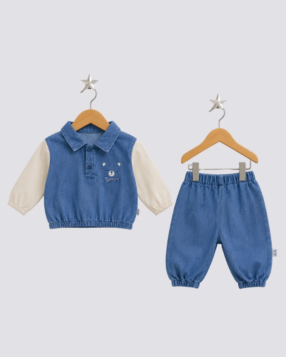 AYICIKLI DENİM 2 Lİ BEBE TAKIM 9178