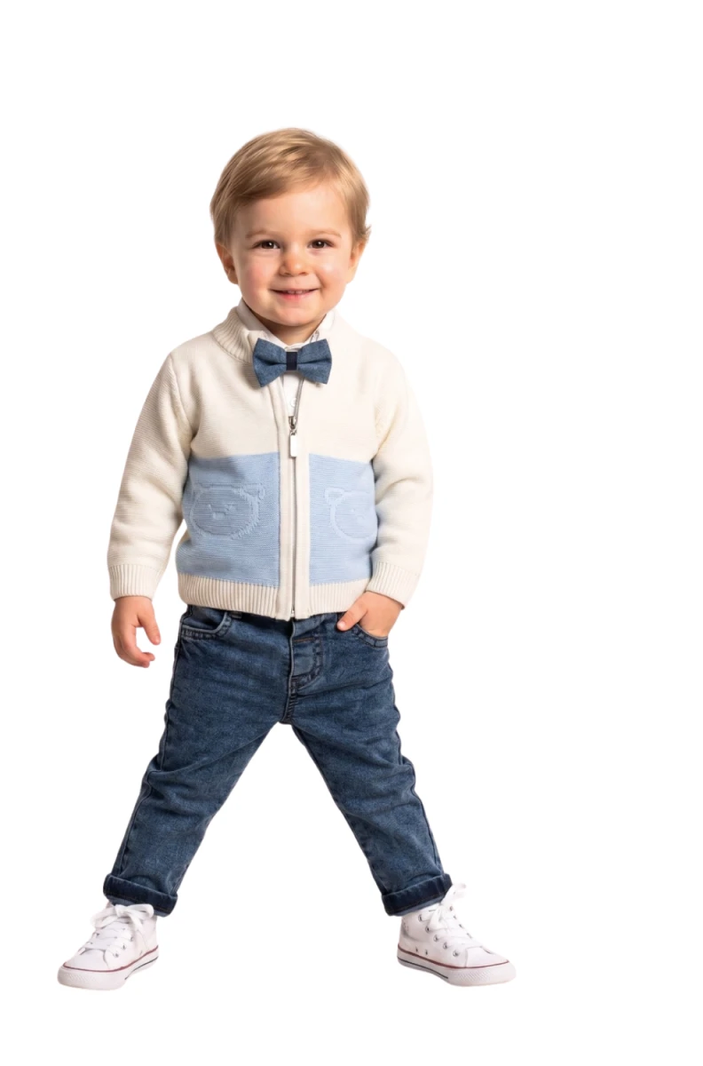 AYICIKLI TRİKO 3 LÜ  ERKEK BEBE TAKIM 5037