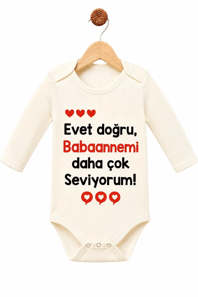 BABAANNEMİ DAHA ÇOK SEVİYORUM BASKILI PAMUKLU BADİ 3264