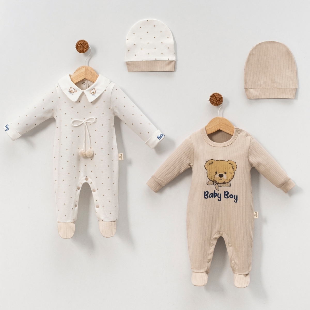 BABY BOY AYICIK BASKILI 2Lİ BEBE TULUM 1097