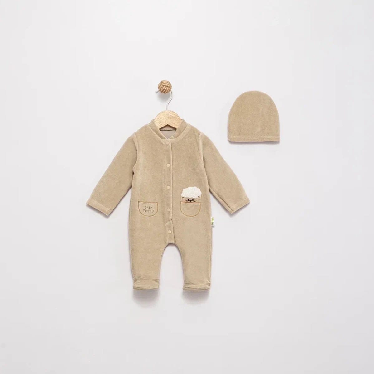 BABY FRİEND NAKIŞLI KADİFE BEBE TULUM 1304