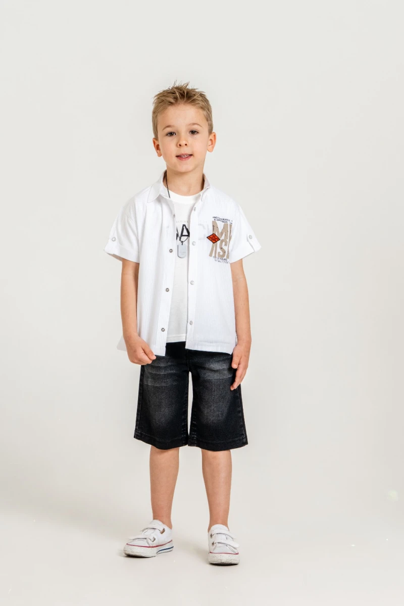 BACK BASKILI GÖMLEKLİ ERKEK ÇOCUK 3 LÜ TAKIM 3865