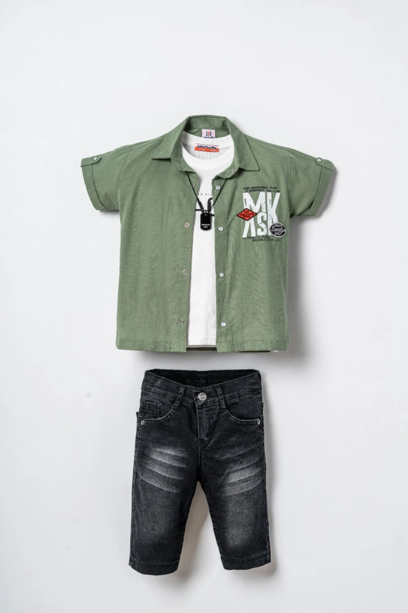 BACK BASKILI GÖMLEKLİ ERKEK ÇOCUK 3 LÜ TAKIM 5865