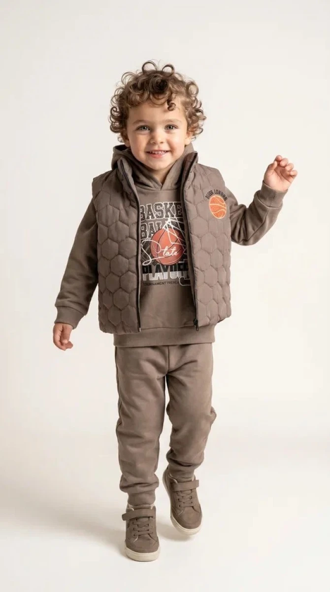 BASKET YAZILI YELEKLİ BEBE ÇOCUK 3 LÜ TAKIM 0290