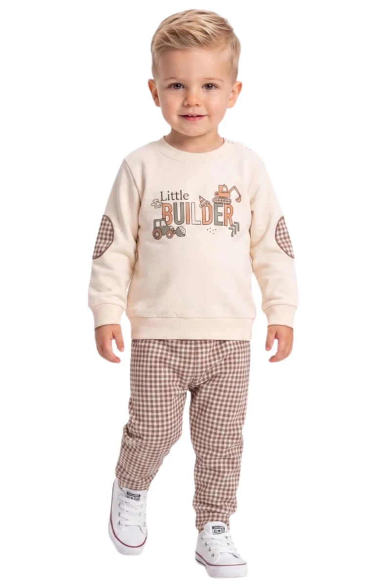 BASKILI EKOSELİ İKİ İP ERKEK BEBE TAKIM 27182