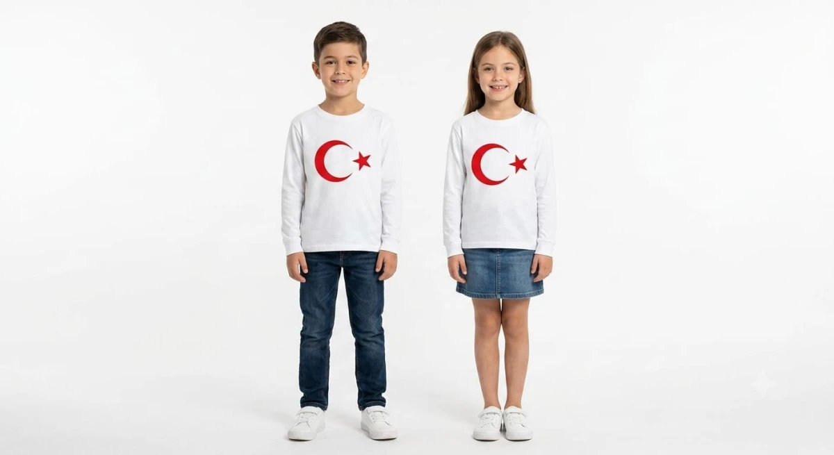 BAYRAK BASKILI ÇOCUK UZUNKOL BADİ 3094