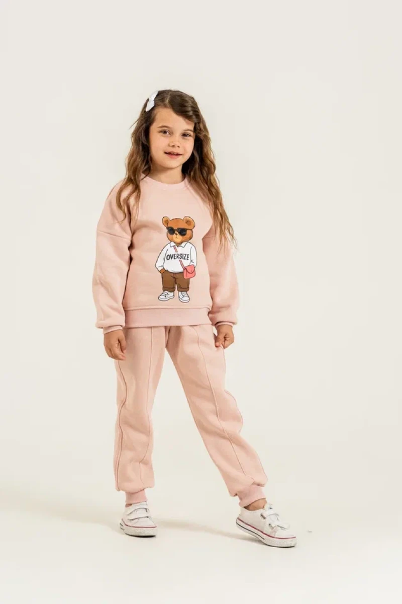 BEAR BASKILI 3 İP KIZ ÇOCUK TAKIM 6449