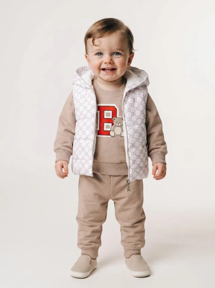 BEAR YELEKLİ 3 LÜ ERKEK BEBE TAKIM 0299