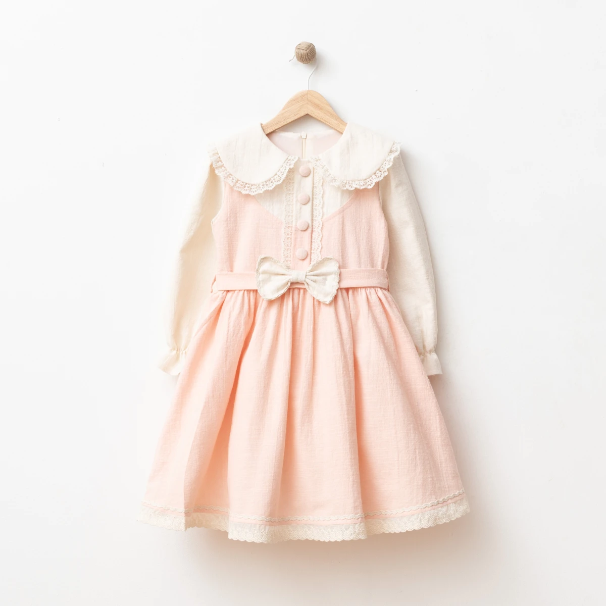 BEBE YAKA DANTELLİ KIZ ÇOCUK ELBİSE 6139