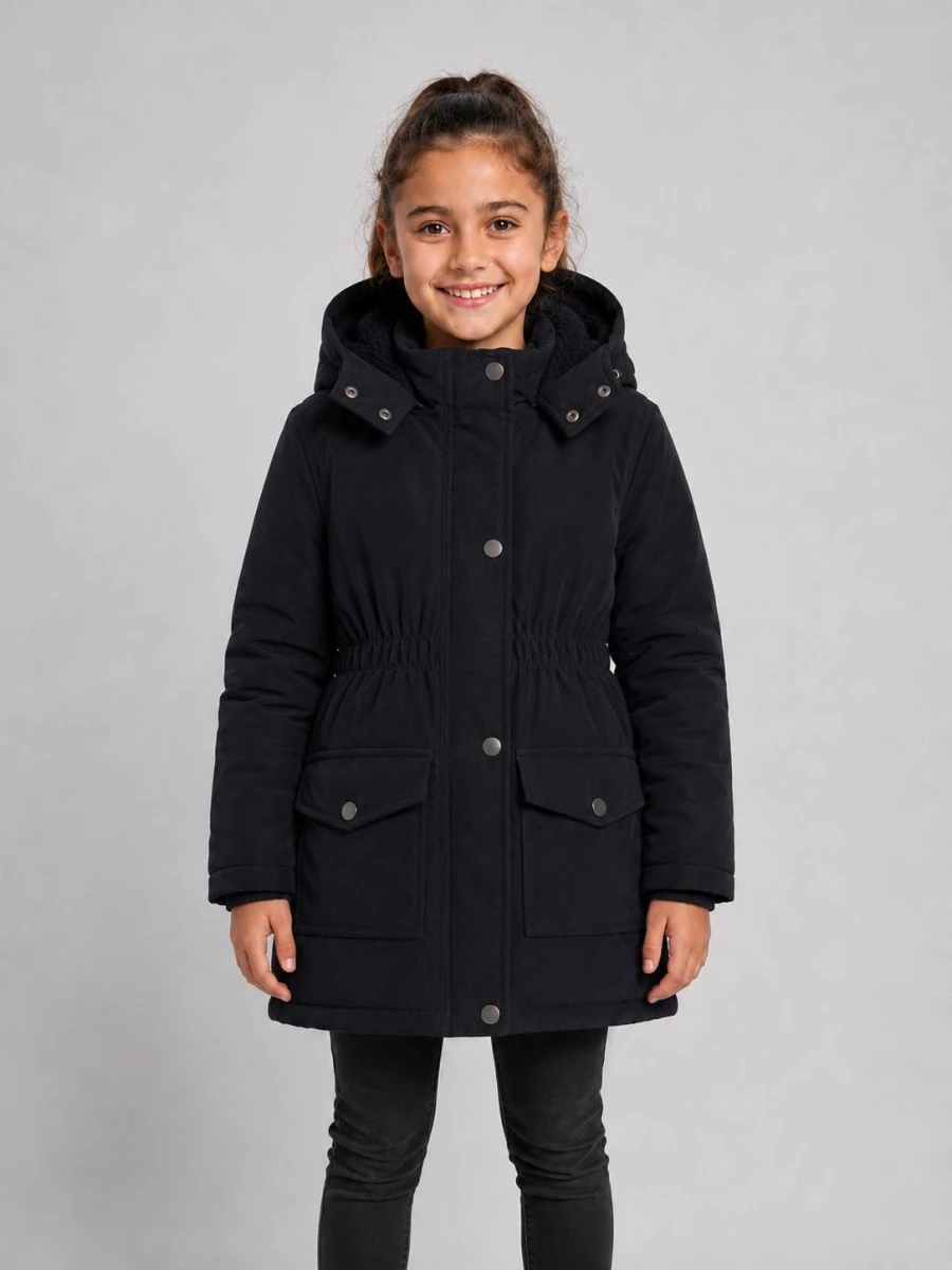 BEL LASTİKLİ KAPÜŞONLU KIZ ÇOCUK MONT  8085
