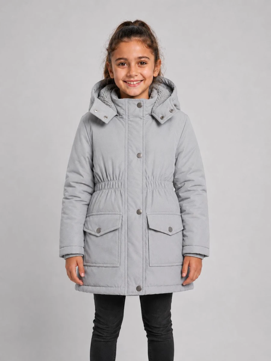 BEL LASTİKLİ KAPÜŞONLU KIZ ÇOCUK MONT 8086