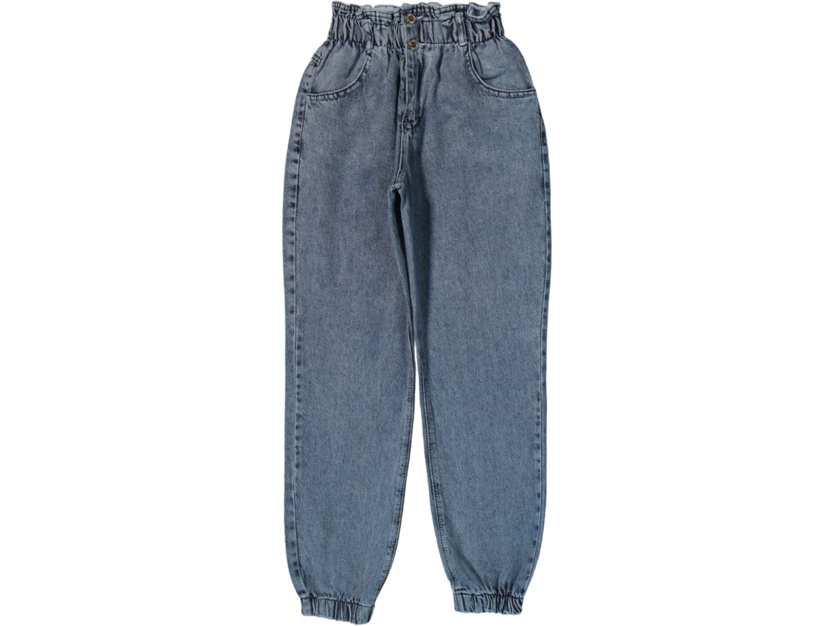 BELİ LASTİKLİ KIZ KOT PANTOLON