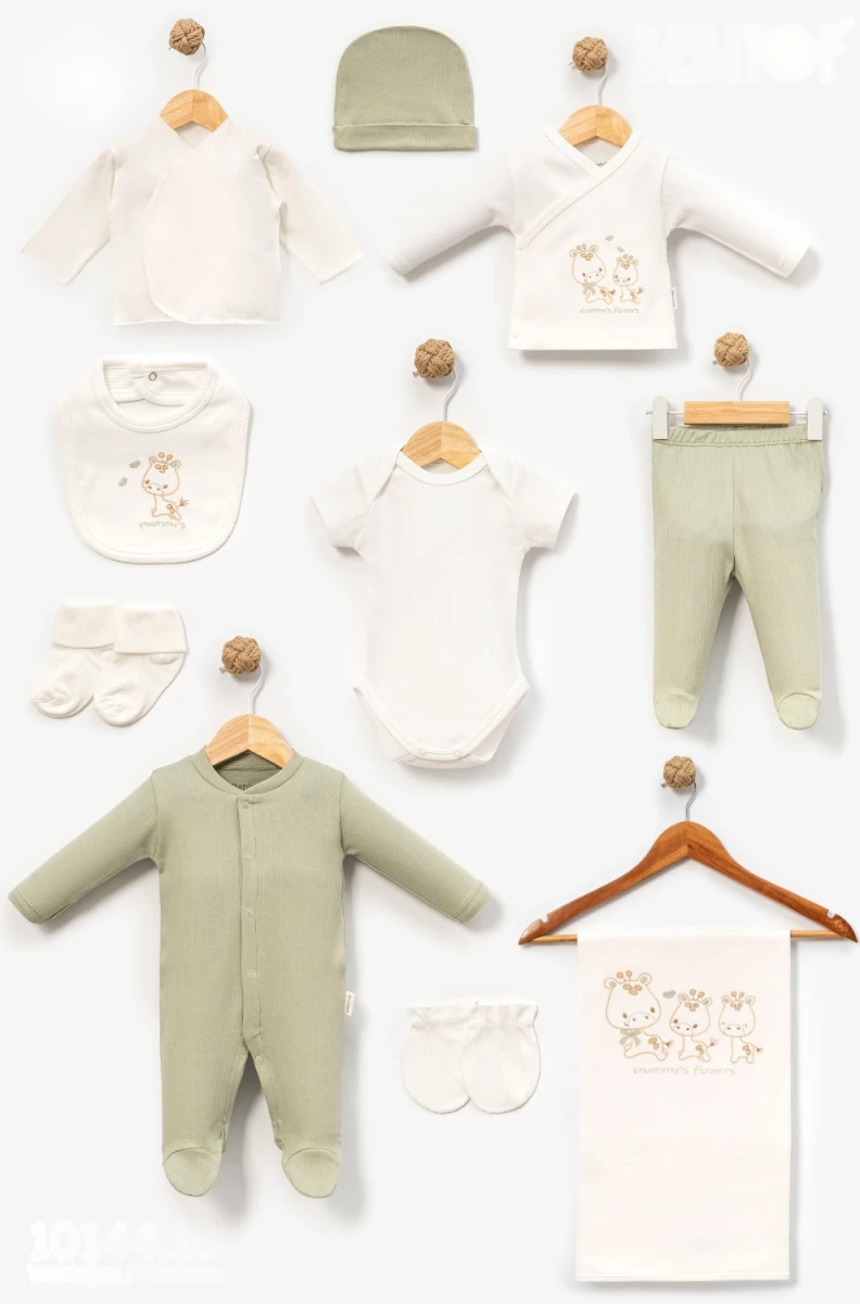 BENEKLİ ZÜRAFALAR NAKIŞLI 10 PARÇA BEBE ZIBIN TAKIM 10144