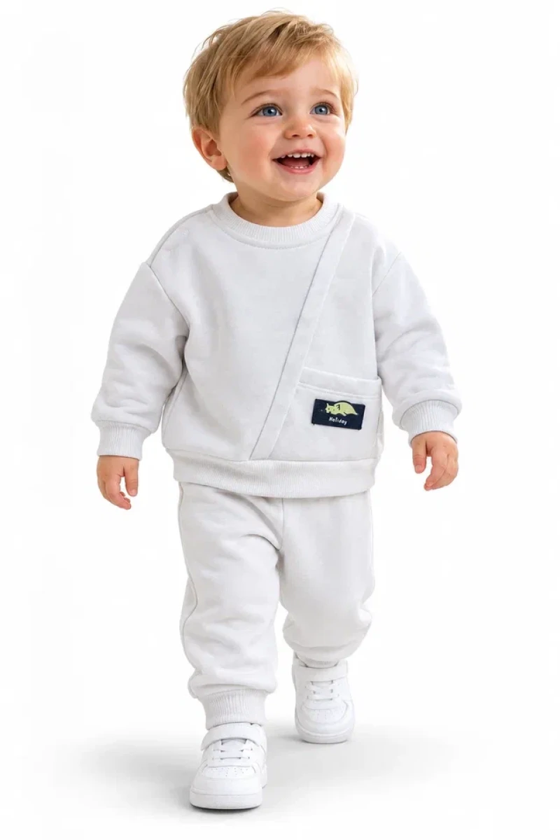 BİSİKLET YAKA GARNİLİ 3 İP ERKEK BEBE TAKIM 4147