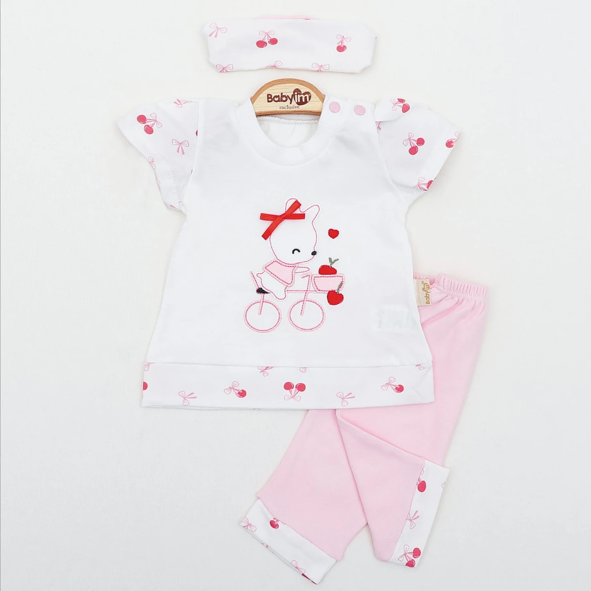 BİSİKLETLİ AYICIK NAKIŞLI KIZ BEBE 2 Lİ SWEAT TAKIM 4058