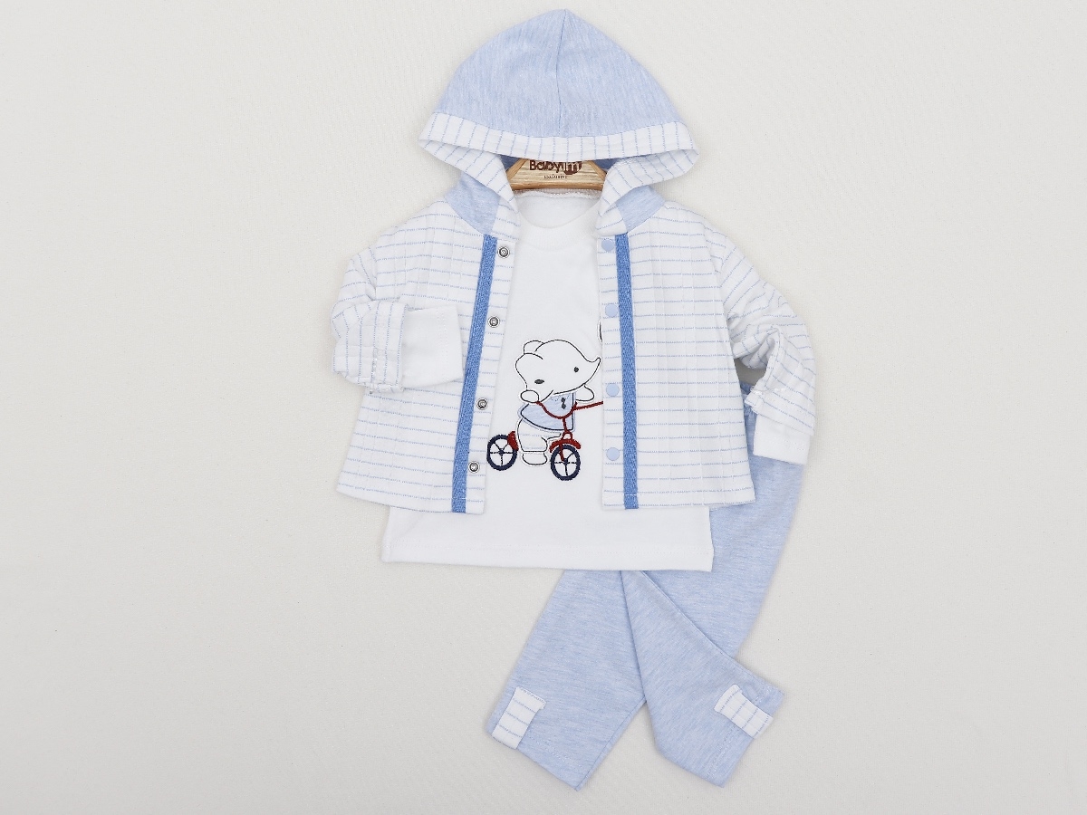 BİSİKLETLİ FİL NAKIŞLI 3 LÜ BEBE TAKIM 2350